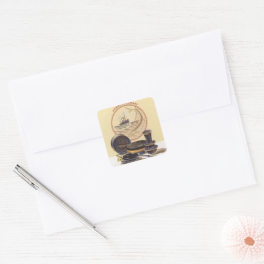 Zwarte kaviaar vierkante sticker (Envelop)