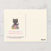 Zwarte Kawaii Kat Verjaardagsfeestje Briefkaart (Achterkant)