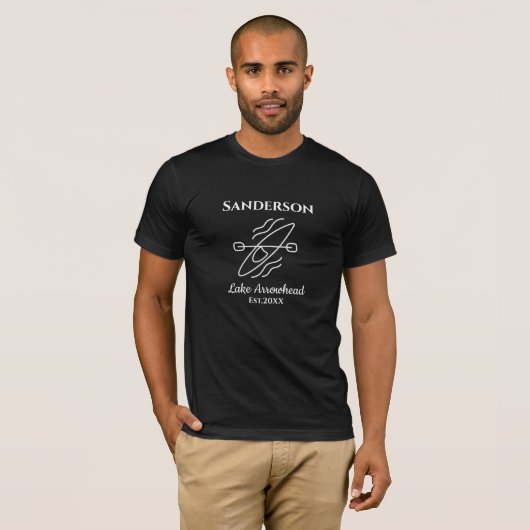 Zwarte Kayak Monogram Naam meer T-shirt (Voorkant volledig)