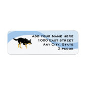 Zwarte Kelpies op Blue Swirl Etiket (Voorkant)