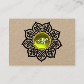 ZWARTE KELTISCHE BLOEM GEEL TOPAZ GEM MONOGRAM VISITEKAARTJE (Achterkant)