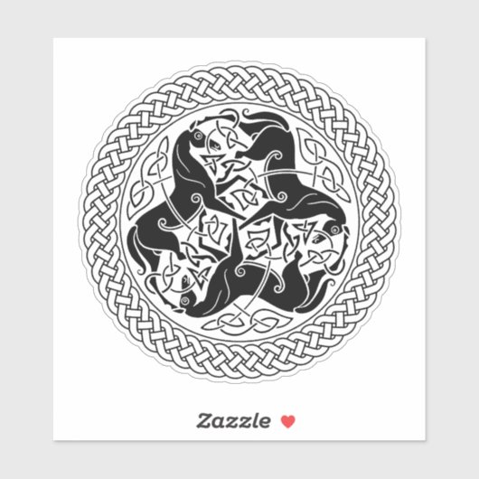 Zwarte Keltische Epona knoop met paarden Sticker (Vel)
