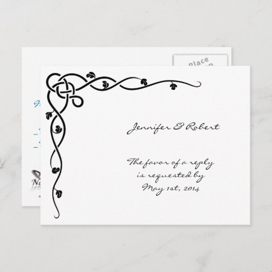 Zwarte Keltische Knoop Hoek Wijnstok RSVP Briefkaa Uitnodiging Briefkaart (Voorkant / Achterkant)