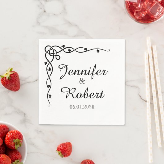 Zwarte Keltische Knoop Hoek Wijnstok Trouwservet Servetten (Insitu)