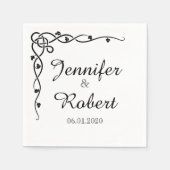 Zwarte Keltische Knoop Hoek Wijnstok Trouwservet Servetten (Voorkant)