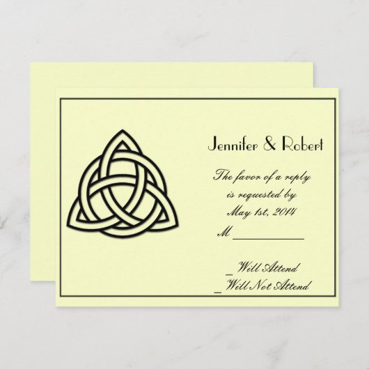 Zwarte Keltische Knot Respons Kaart (Voorkant / Achterkant)