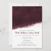 Zwarte Kers Aquarel & Goud Moderne Chic Bruiloft Kaart (Voorkant)