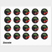 Zwarte kers ronde sticker (Vel)