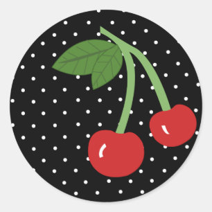Zwarte kers ronde sticker