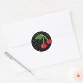 Zwarte kers ronde sticker (Envelop)