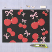 Zwarte Kersen met Roze Strik Coquette  Tissuepapier (Craft)