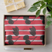 Zwarte kersen op rood en wit gestreept tissuepapier (Geschenk)