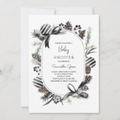 Zwarte Kerst Baby Shower Uitnodiging (Voorkant)