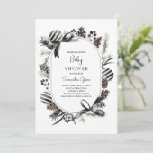 Zwarte Kerst Baby Shower Uitnodiging (Staand voorkant)