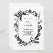 Zwarte Kerst Baby Shower Uitnodiging (Voorkant / Achterkant)