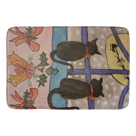 Zwarte kerst badmat (Voorkant)