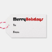 Zwarte kerst cadeaulabel (Achterkant Horizontaal)