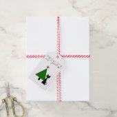 Zwarte kerst cadeaulabel (Met Touw)