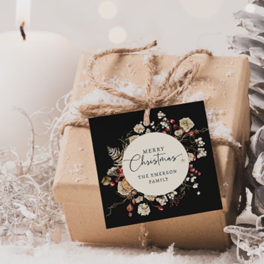 Zwarte Kerst Cadeautags Bedankjes Labels