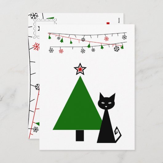 Zwarte kerst feestdagenkaart (Voorkant / Achterkant)