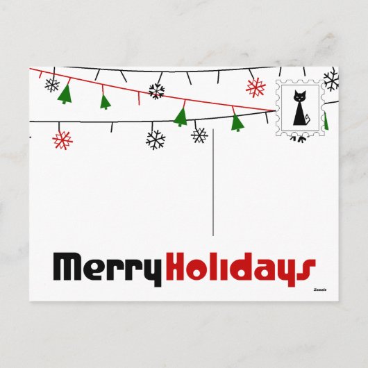 Zwarte kerst feestdagenkaart (Achterkant)