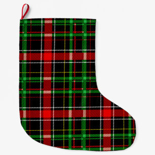 Zwarte Kerst Flanel Plaid Tartan Design Grote Kerstsok