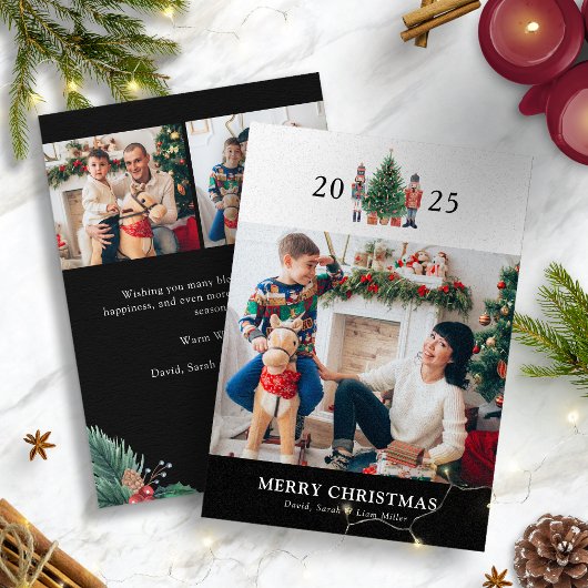 Zwarte Kerst Foto Collage Kerstkaart