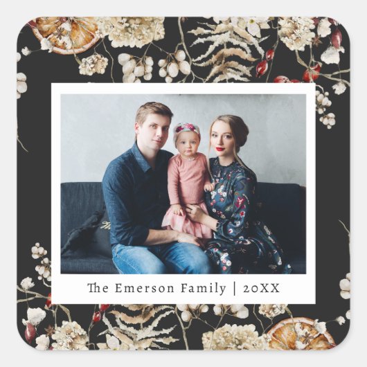 Zwarte Kerst Foto Sticker (Voorkant)