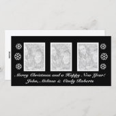 Zwarte Kerst fotokaart sjabloon | drie foto's (Voorkant / Achterkant)