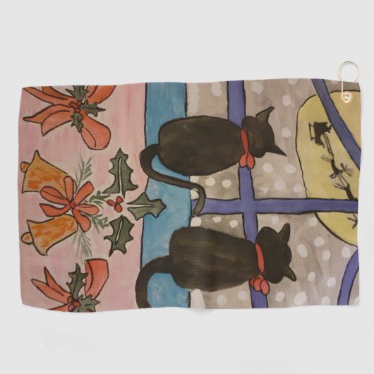 Zwarte kerst golfhanddoek (Horizontaal)