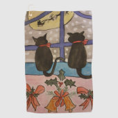 Zwarte kerst golfhanddoek (Voorkant)