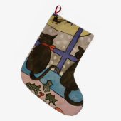 Zwarte kerst grote kerstsok (Voorkant (Hangend))