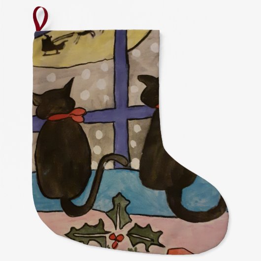 Zwarte kerst grote kerstsok (Voorkant)