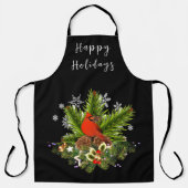 Zwarte Kerst Holiday Groene Decoratie Schort (Voorkant)