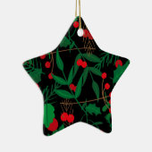 zwarte kerst holly keramisch ornament (Rechts)