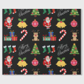 Zwarte Kerst Iconen Inpakpapier (Vlak)
