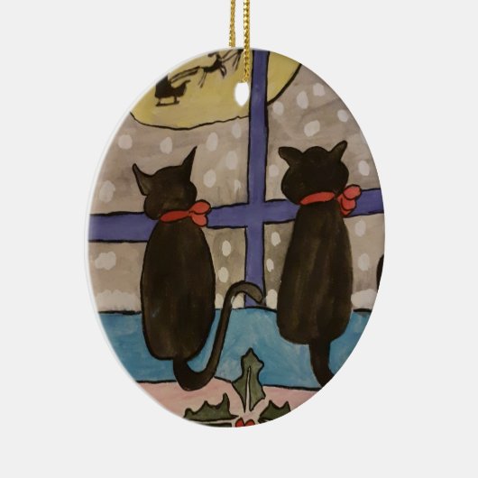 Zwarte kerst keramisch ornament (Rechts)