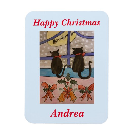 Zwarte kerst magneet (Verticaal)