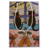 Zwarte kerst medium cadeauzakje (Voorkant)