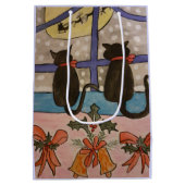 Zwarte kerst medium cadeauzakje (Achterkant)