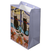 Zwarte kerst medium cadeauzakje (Achterkant Gekanteld)