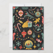 Zwarte Kerst ornamenten bruiloft Uitnodiging (Achterkant)