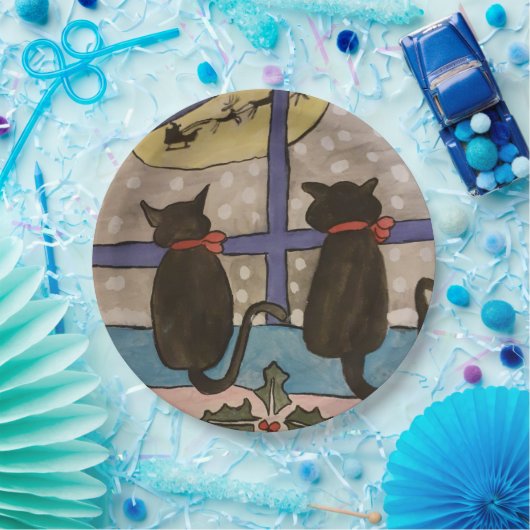 Zwarte kerst papieren bordje (Feest)