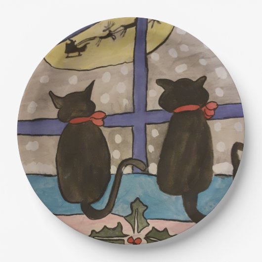 Zwarte kerst papieren bordje (Voorkant)