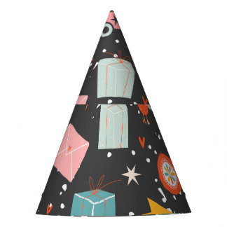 Zwarte kerst: patroon. feesthoedjes