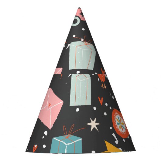 Zwarte kerst: patroon. feesthoedjes (Voorkant)