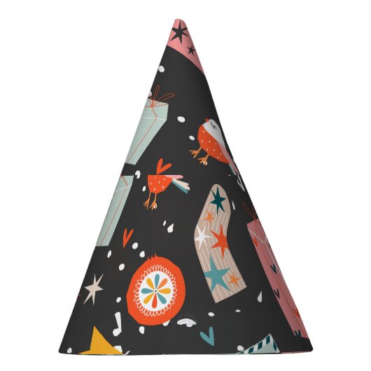 Zwarte kerst: patroon. feesthoedjes (Rechts)