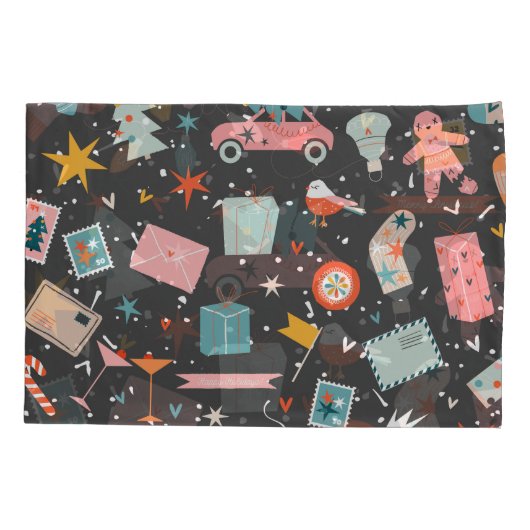 Zwarte kerst:   patroon. kussensloop (Achterkant)