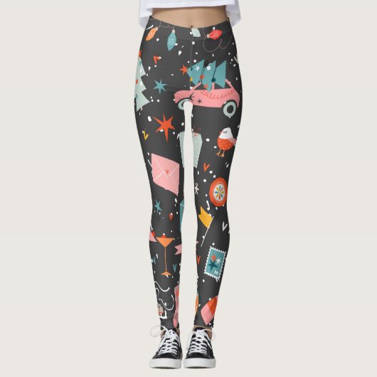 Zwarte kerst: patroon. leggings (Voorkant)