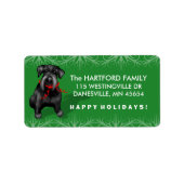 Zwarte Kerst Schnauzer Dog Adresetiketten Etiket (Voorkant)